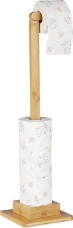 relaxdays Toilettenpapierhalter Bambus Toilettenpapierhalter stehend