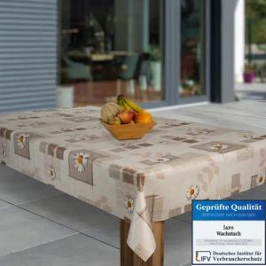 laro Tischdecke Wachstuch-Tischdecken Margerite Braun Beige