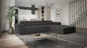 Goldstoff Ecksofa mit Schlaffunktion und Bettkasten,