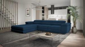 Goldstoff Ecksofa mit Schlaffunktion und Bettkasten,