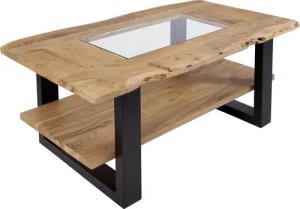 Loreno® Couchtisch Patrick, Akazienholz, mit Glaseinsatz,