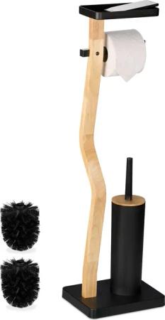 relaxdays WC-Garnitur mit Ablage, Schwarz