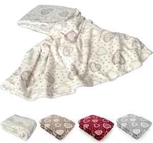 Wohndecke Kuscheldecke Herzen Flanell Sofadecke Landhaus,