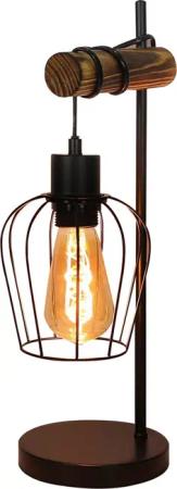 ZMH Tischleuchte Wohnzimmer Retro Schwarz-Holz Nachttischlampe