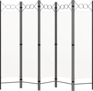 vidaXL Raumteiler 5-tlg. Raumteiler Weiß 200x180