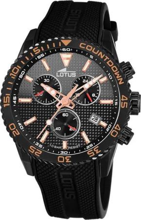 Lotus Chronograph Lotus Herrenuhr Silikon schwarz Lotus, (Chronograph), Herren Armbanduhr rund, groß (ca. 43,5mm), Edelstahl