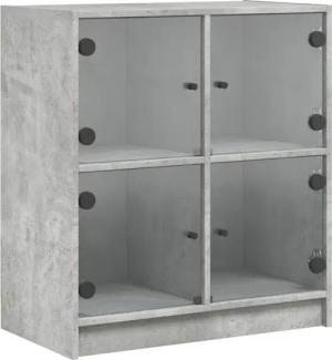 vidaXL Beistellschrank Beistellschrank mit Glastüren Betongrau