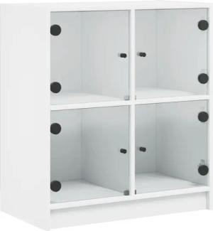 vidaXL Beistellschrank Beistellschrank mit Glastüren Weiß