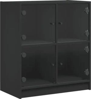 vidaXL Beistellschrank Beistellschrank mit Glastüren Schwarz
