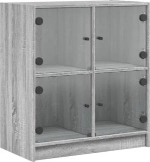 vidaXL Beistellschrank Beistellschrank mit Glastüren Grau