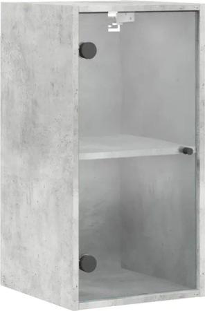 vidaXL Glashängeschrank Wandschrank mit Glastüren Betongrau
