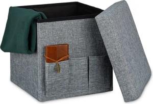 relaxdays Sitzhocker Faltbarer Sitzhocker mit Taschen