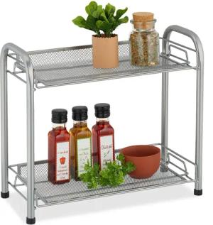 relaxdays Gewürzregal aus Metall, Silber