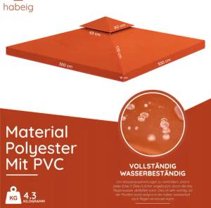 habeig Pavillon-Ersatzdach Pavillondach Ersatzdach 360g/m² PVC