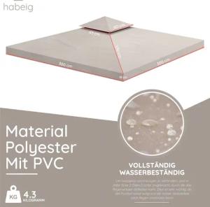 habeig Pavillon-Ersatzdach Pavillondach Ersatzdach 360g/m² PVC