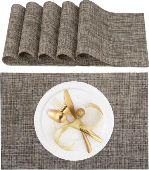 relaxdays Platzset Tischset 6-teilig, Braun