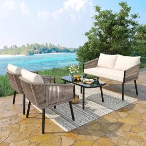 MC Star Gartenlounge-Set 4-teiliges Garten-Loungesessel-Set, 2-Sitzer-Sofa,