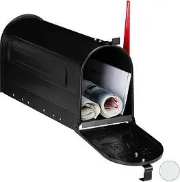 relaxdays Zeitungsrolle US Mail 10028065_46 schwarz mit Zeitungsfach