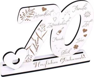 Dekolando Deko-Buchstaben Aufsteller Zahl 70 Geburtstag