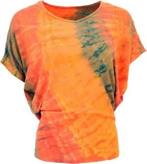 Guru-Shop T-Shirt Batikshirt mit Fledermausärmeln, lockeres..