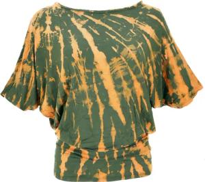 Guru-Shop T-Shirt Batikshirt mit Fledermausärmeln, lockeres..