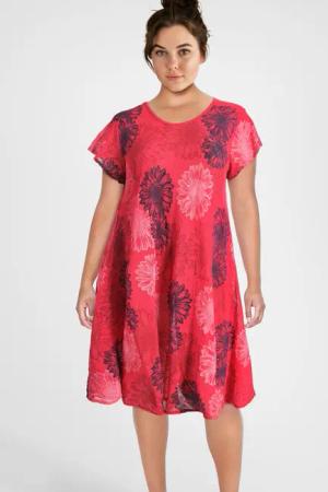 PEKIVESSA Sommerkleid Baumwollkleid mit Blumenmuster kurzarm