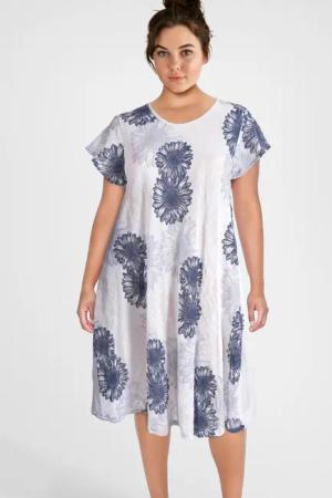 PEKIVESSA Sommerkleid Baumwollkleid mit Blumenmuster kurzarm