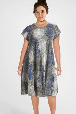 PEKIVESSA Sommerkleid Baumwollkleid mit Blumenmuster kurzarm