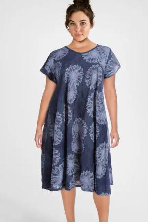 PEKIVESSA Sommerkleid Baumwollkleid mit Blumenmuster kurzarm