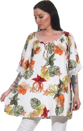 Aurela Damenmode Oversize-Shirt Tunika Damen Sommer