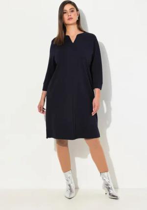 Ulla Popken Jerseykleid Punto-Sweatkleid Stehkragen 3/4-Arm