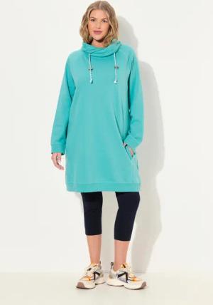 Ulla Popken Jerseykleid Sweatkleid Stehkragen Langarm