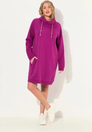 Ulla Popken Jerseykleid Sweatkleid Stehkragen Langarm