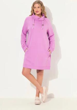 Ulla Popken Jerseykleid Sweatkleid Stehkragen Langarm