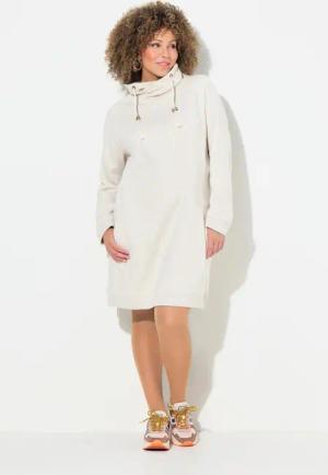Ulla Popken Jerseykleid Sweatkleid Stehkragen Langarm