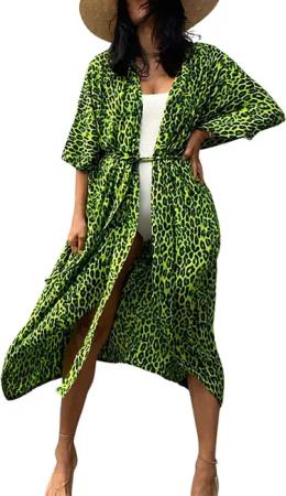 RWEUOQ Kimono Long Beach Kleid für