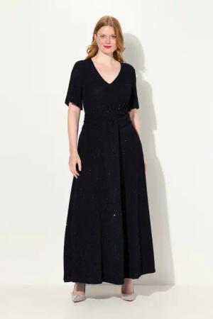 Ulla Popken Abendkleid Abendkleid A-Linie Glanz-Effekt