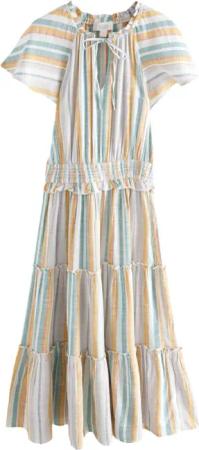 Next Midikleid Gestuftes Midikleid mit Elastikbund