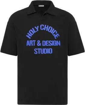 Dandalo  T-Shirts & Poloshirts Michel Oversize Lapel Collar Motto Printed Short Sleeve T-shirt