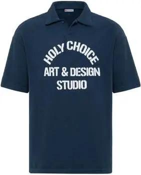 Dandalo T-Shirts & Poloshirts Michel Oversize Lapel Collar Motto Printed Short Sleeve T-shirt