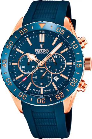 Festina F20516/1 Ceramic Chronograph Herrenuhr 44mm 10ATM