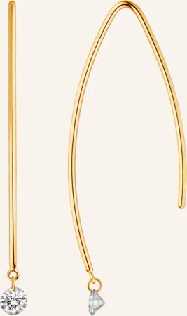 Leaf Creolen PURE M aus 18 Karat Gelbgold mit Diamanten