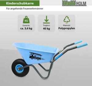 TRUTZHOLM Schubkarre Kinderschubkarre Feuerwehr Schiebkarre Metallschubkarre