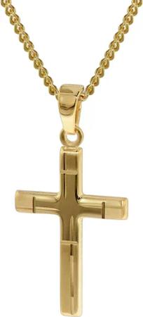 trendor 35751 Kreuz-Anhänger Gold 333 mit goldplattierter Halskette
