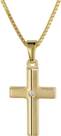 trendor 08516 Kinder Kreuz Gold 333 mit Zirkonia und goldplattierte Kette
