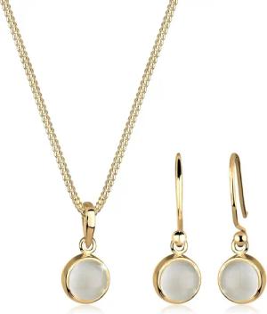 Elli Schmuckset Mondstein Weiß 925 Sterling