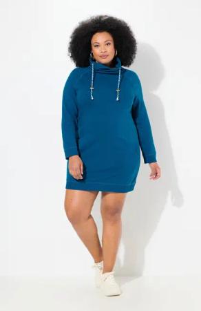 Ulla Popken Jerseykleid Sweatkleid Stehkragen Langarm