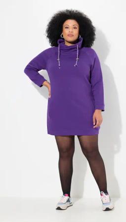 Ulla Popken Jerseykleid Sweatkleid Stehkragen Langarm