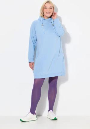 Ulla Popken Jerseykleid Sweatkleid Stehkragen Langarm
