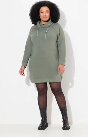 Ulla Popken Jerseykleid Sweatkleid Stehkragen Langarm